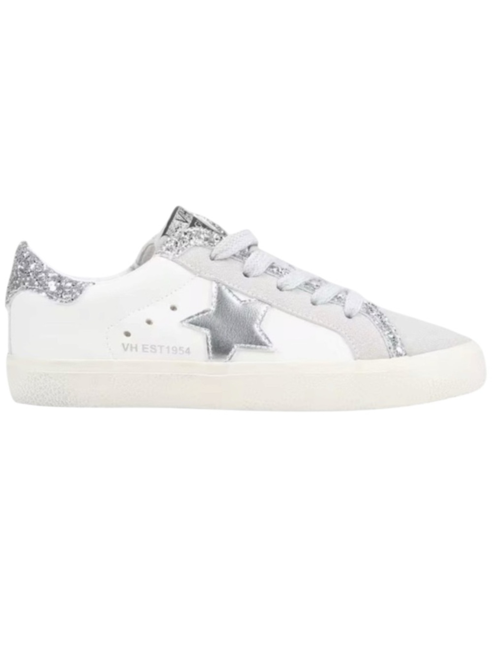Vintage Havana 𖤐 Gita Star Sneakers 𖤐 Vegan Leather Silver Metallic Glitter 𖤐 12 - Picture 2 of 16